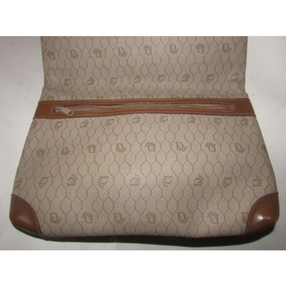Vintage Dior Shades Of Brown Honeycomb Print Coated Canvas Clutch - Picture 2 of 12
